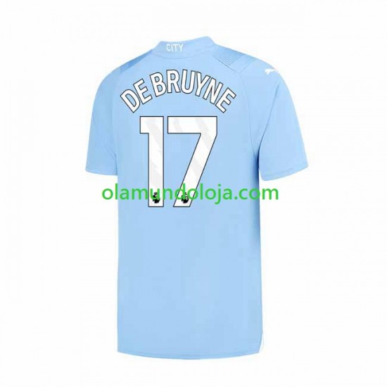 Camisola Manchester City Kevin De Bruyne 17 Homem Equipamento Primeiro 2023-2024 Manga Curta